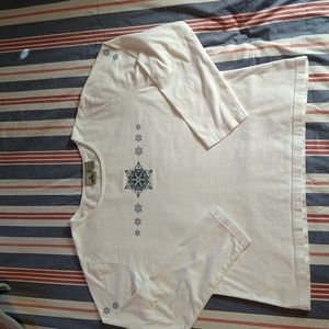 Womens, L Eastern Mountain Sports White Long sleeve t-shirt, snowflake graphic.